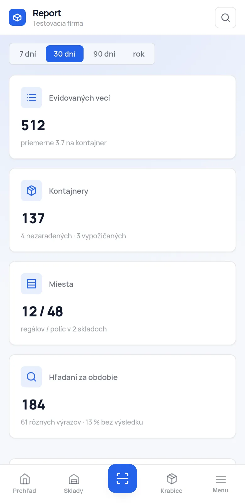 Report v mobilnej aplikácii